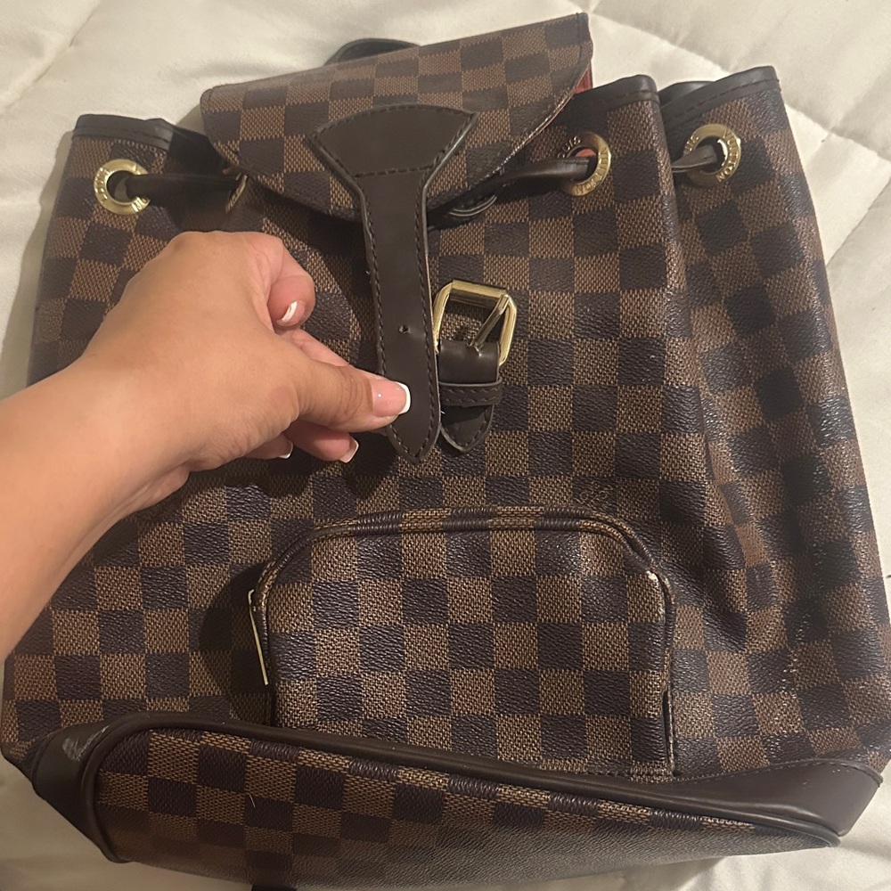 Checkered Brown Backpack